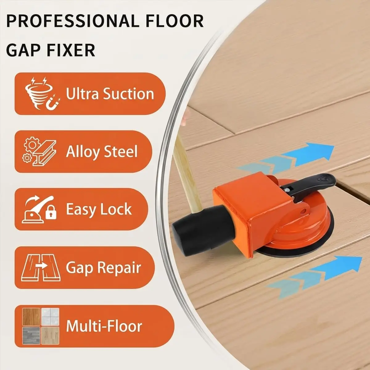 Floor Gap Fixer Tool 2026 New Heavy Duty Floor Gap Fixer Tool Made of Iron & Enhanced Suction Cup for Fixer Laminate Wood