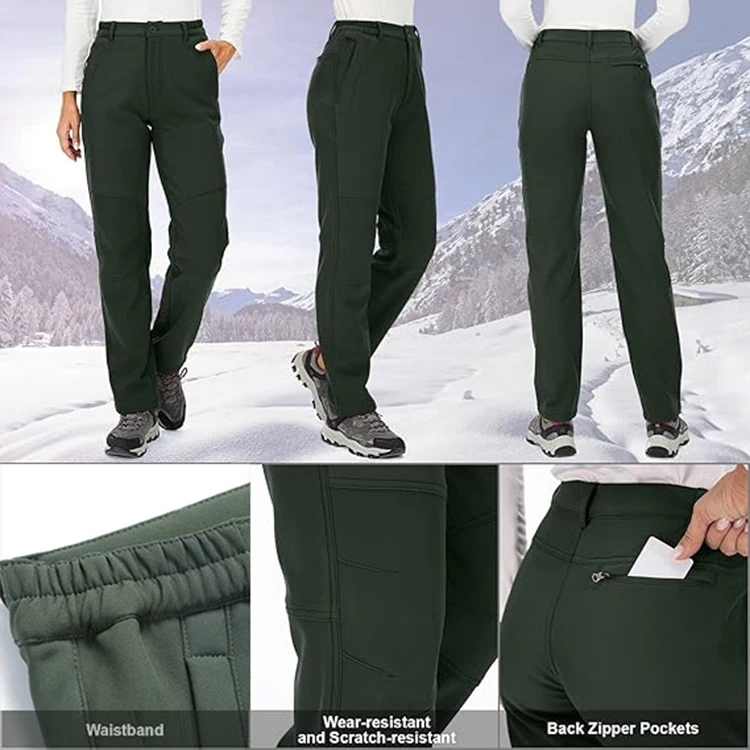 TRVLWEGO Winter-Damen-Camping-Wanderhose, Reise-Softshell, warm, wasserdicht, Fleece, winddicht, Outdoor-Trekking-Hose – Detail 5