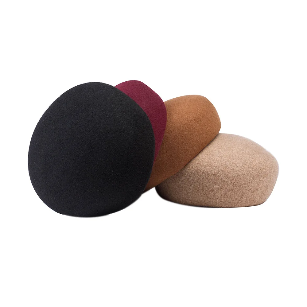 New French Style Wool Berets for Women Felt Winter Hat Fashion Beret Hat Ladies Pillbox Hat Millinery Simple Painter Warm Hat