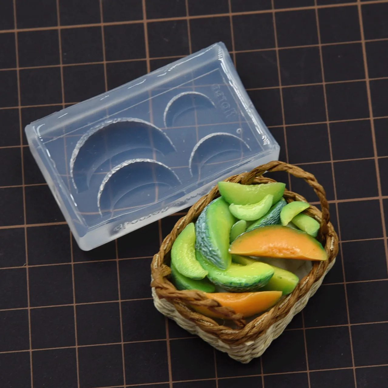 Mini moldes de silicona de melón Hami para arcilla polimérica, artesanía de cerámica, molde para casa de muñecas de frutas en miniatura DIY