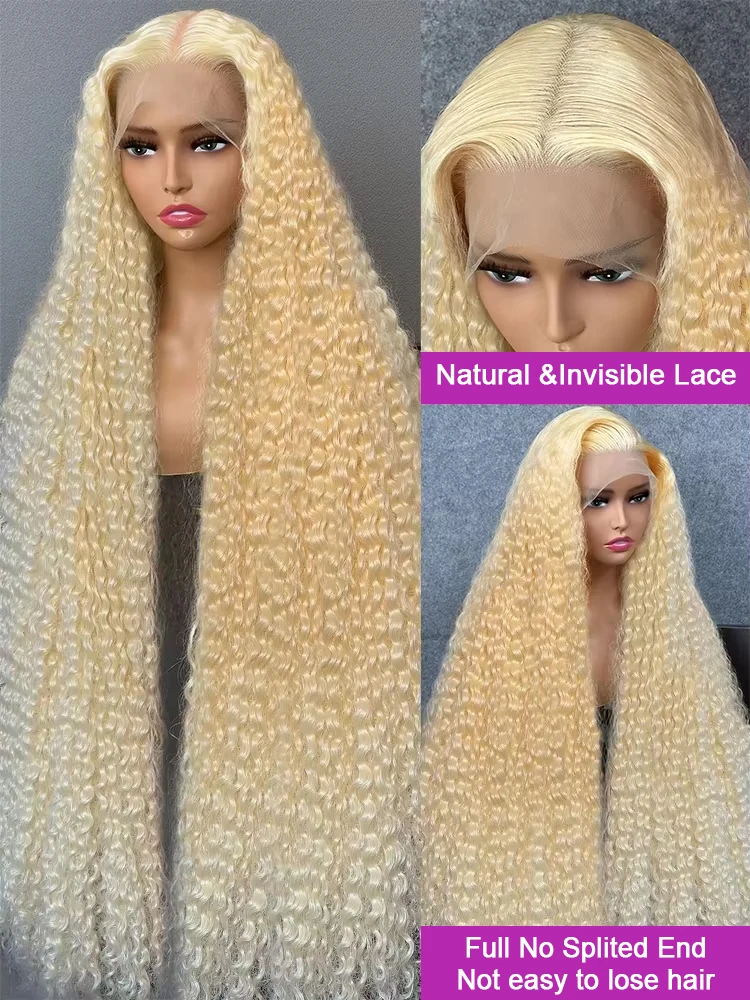 30 40 inch gekleurde pruiken van echt haar Diepe golf Krullend 13x6 HD Kanten frontale pruiken 250% dichtheid 613 Honingblond 13x4 Kanten voorpruiken