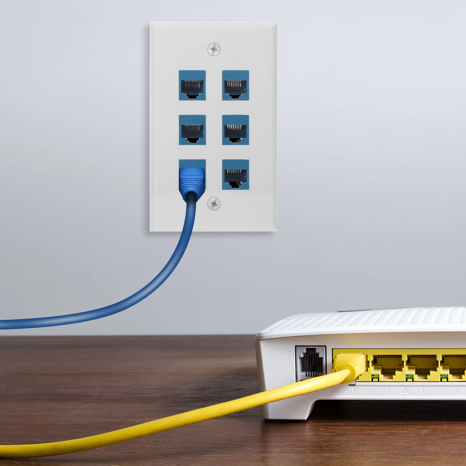 

6 Port Network Panel 115X70mm Ethernet Wall Outlet Socket Plate Home Office Plastic Ethernet Socket Household Panel