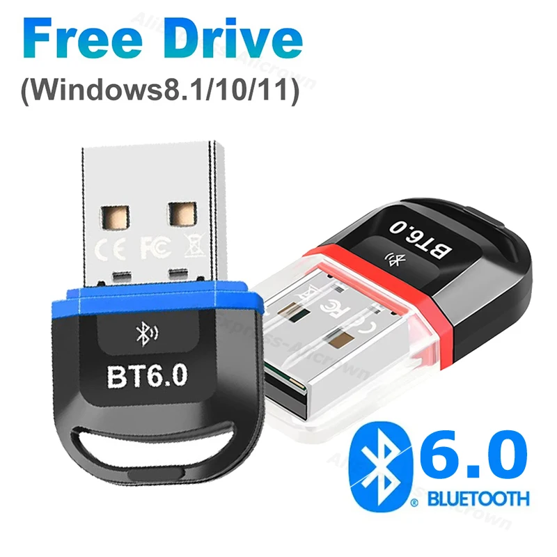 

USB Bluetooth 6.0 Adapter Transmitter Bluetooth Receiver Audio Bluetooth Dongle Wireless USB Adapter for Computer PC Laptop