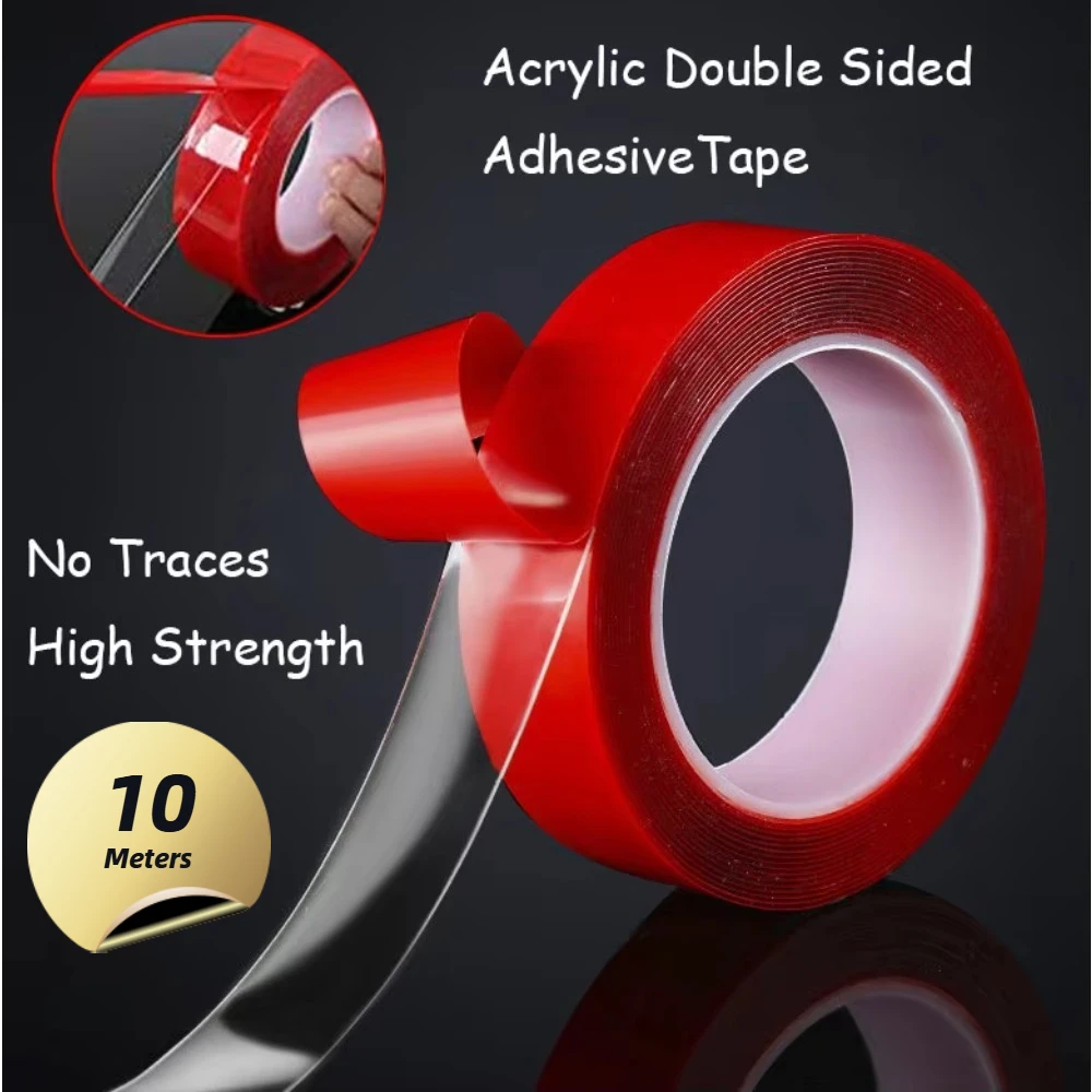 10M Hochtemperaturbeständiges rotes Folien-Doppelseitiges Klebeband, transparentes PET-Klebeband für die Reparatur von Handy-Touchscreens, DIY-Bastelarbeiten