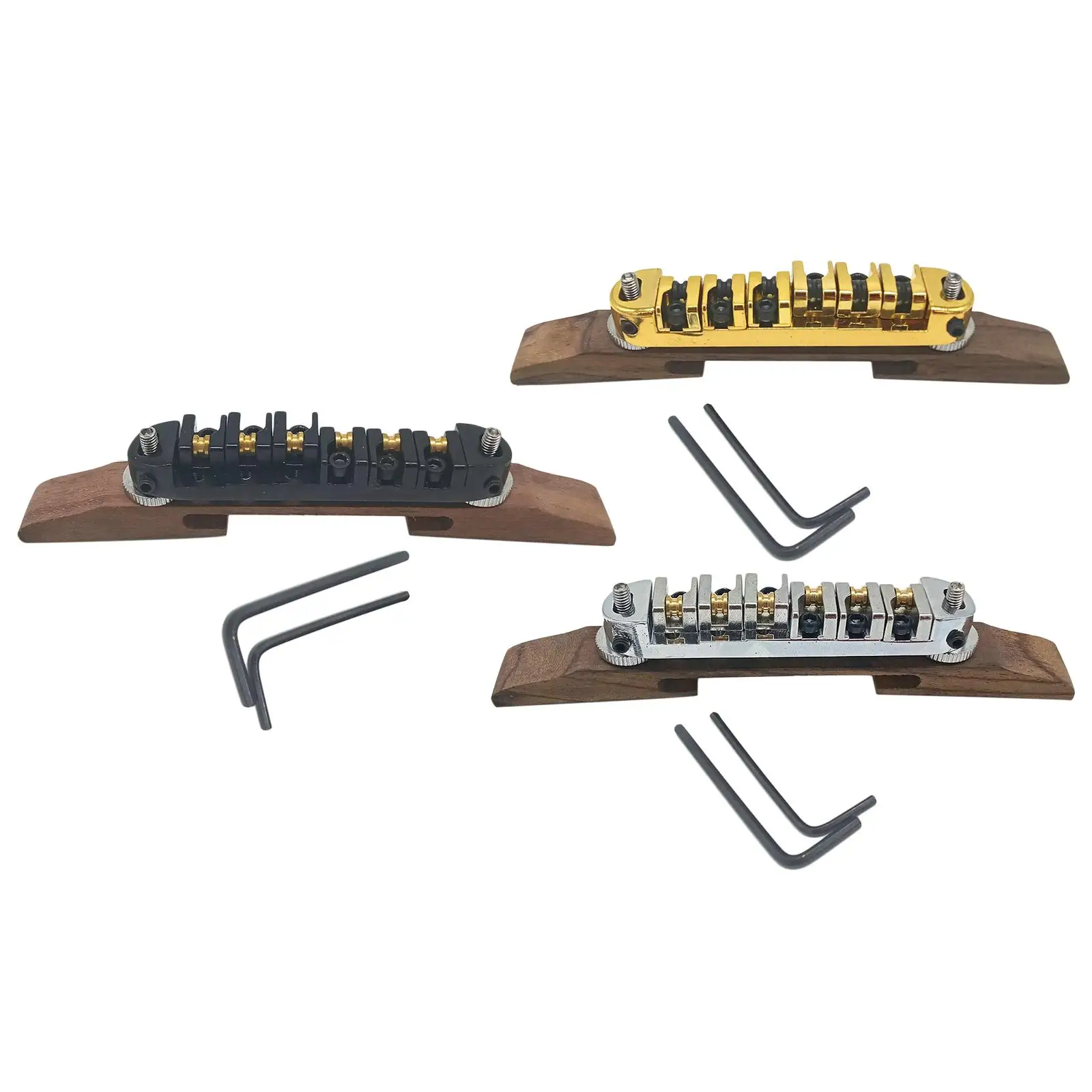 Roller Saddle Guitar Bridge for Jazz Guitar Replacement, Gold/Chrome/Black-Plated - view 3