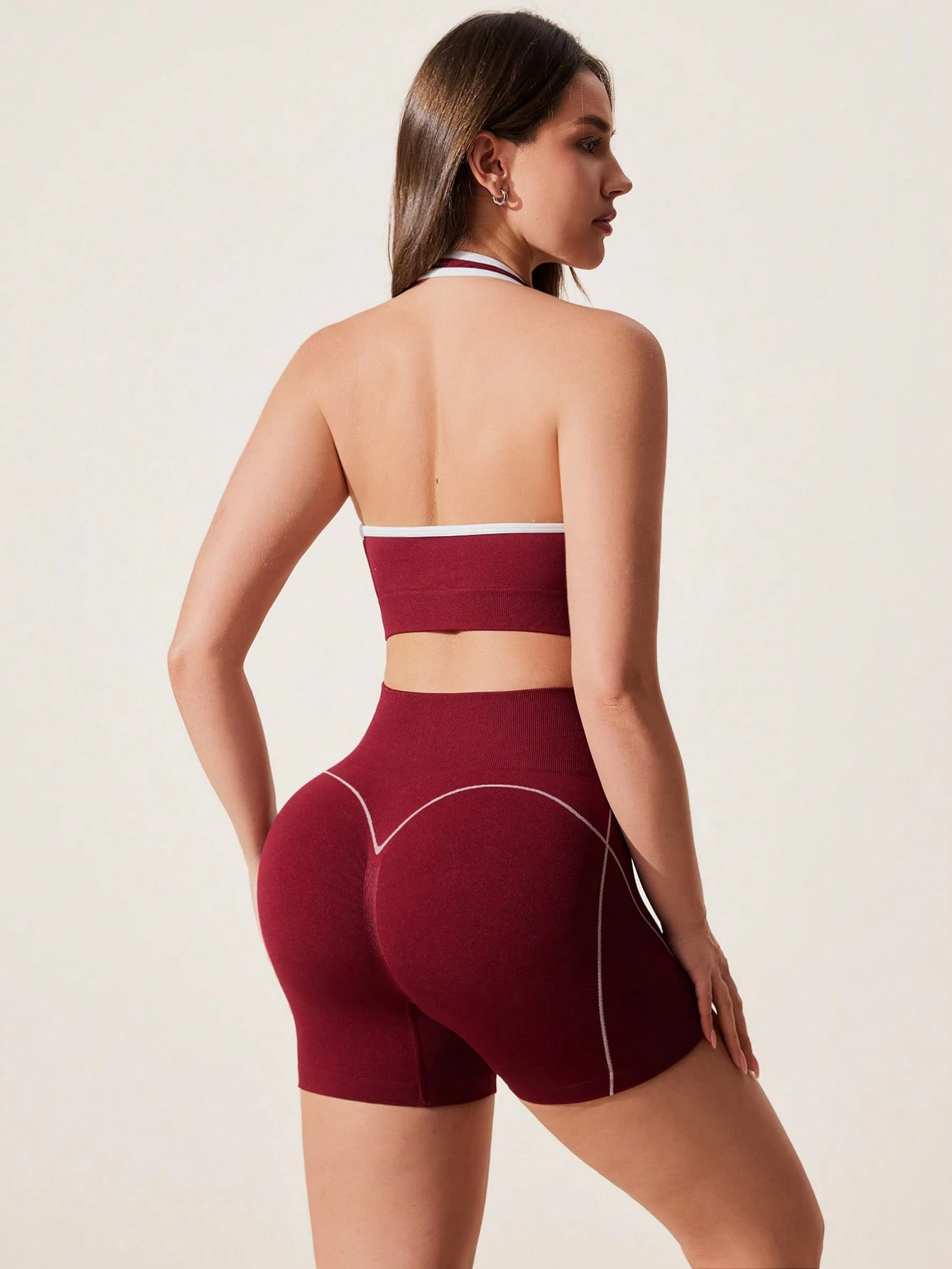 2-teiliges Yoga Sport-BH und Shorts Set Sportbekleidung Damen Gym High Waist Nahtlose Workout Shorts Leggings Activewear Damen Trainingsanzug – Detail 2