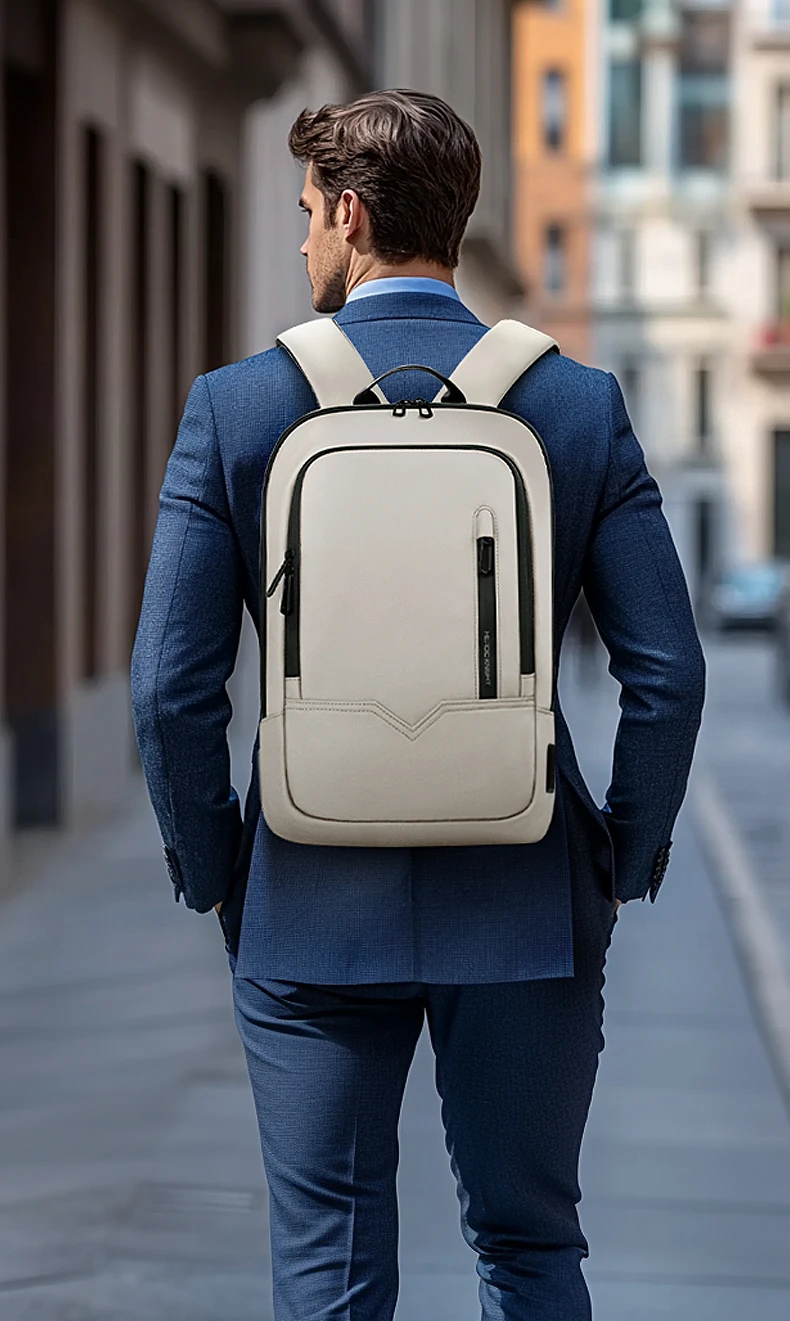 HK Hochwertiger Rucksack 15,6-Zoll-Laptop-Tasche Herren-Business-Pendler-Rucksack Wasserdichtes Oxford-Gewebe Leichte Reisetasche – Detail 13