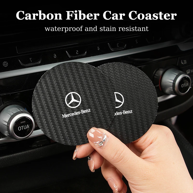 2Pcs Car Accessories Coaster Water Cup Pad Cushion For Mercedes Benz AMG W204 W205 W203 W211 W212 W213 W201 W210 W124 W126 W140