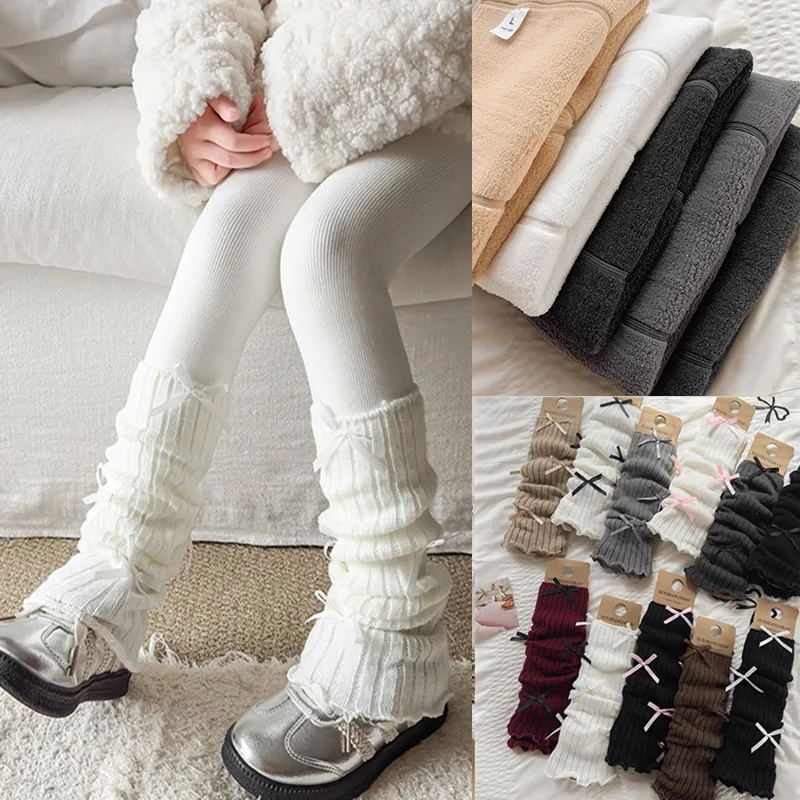 

New Korean Autumn Winter Thicken Children Girls Warm Leggings Fleece Lining Streachy Kids Bowknot Pantyhose For 3-12 Years Girls