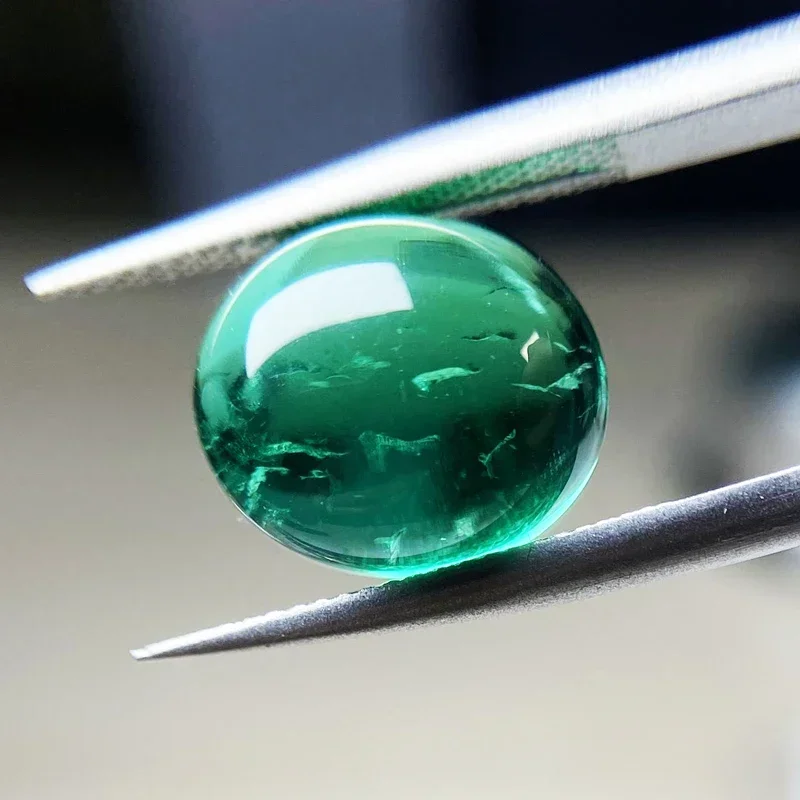 Lab Grown Smooth Surface Colombia Emerald Oval Cut Charms Gemstone DIY Ring Necklace Earrings Main Materials  AGL Certificate