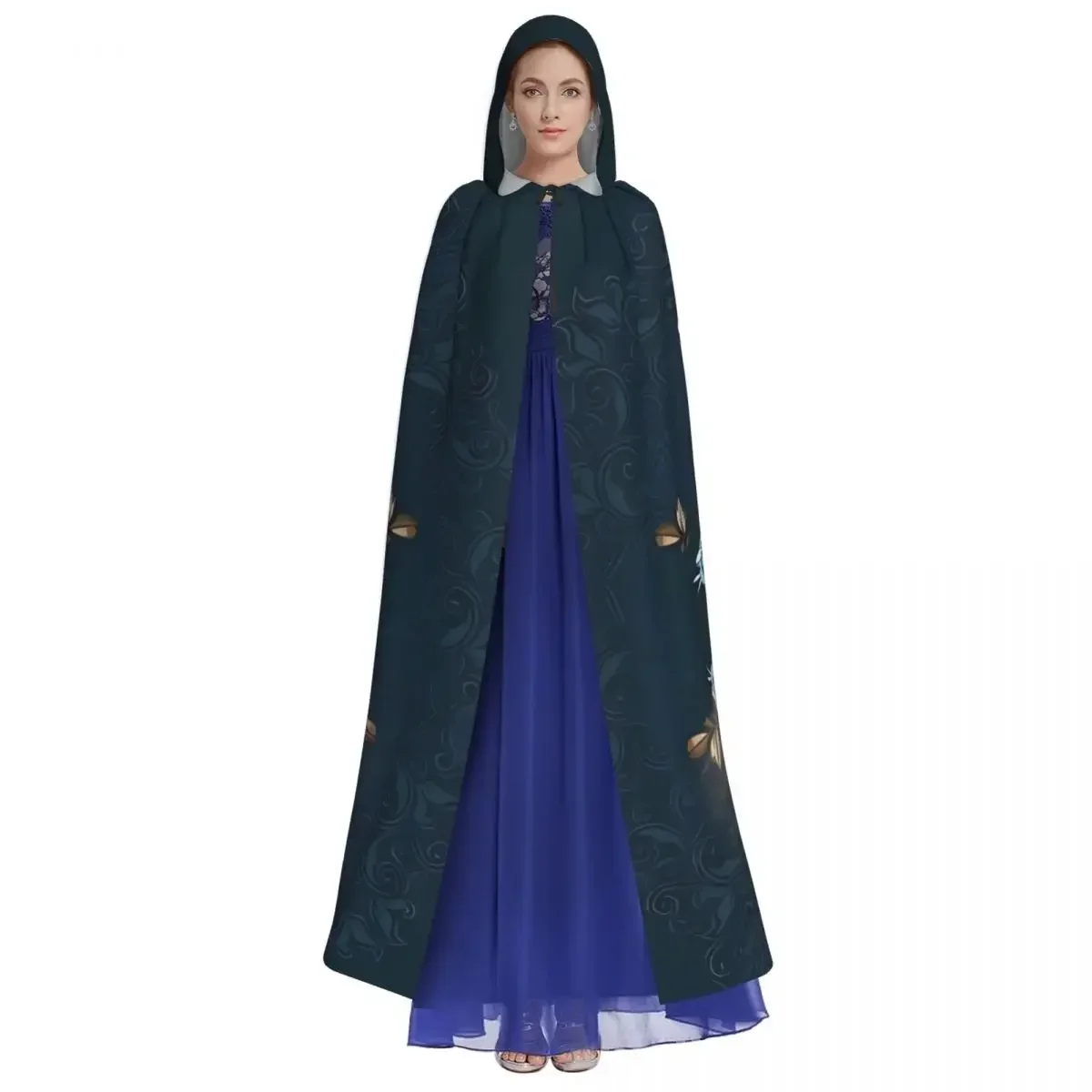 Lady Of Guadalupe Virgin Mary Blue Hooded Coat Halloween Cosplay Costume Vampire Devil Wizard Cape Gown Party