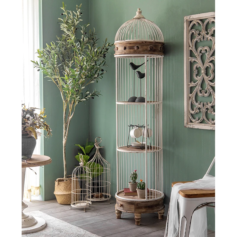 

Европейская ретро-полка в классическом стиле, трехъярусная, металлическая, напольная, для салона, угловая, для декора и хранения, с металлическим каркасом.