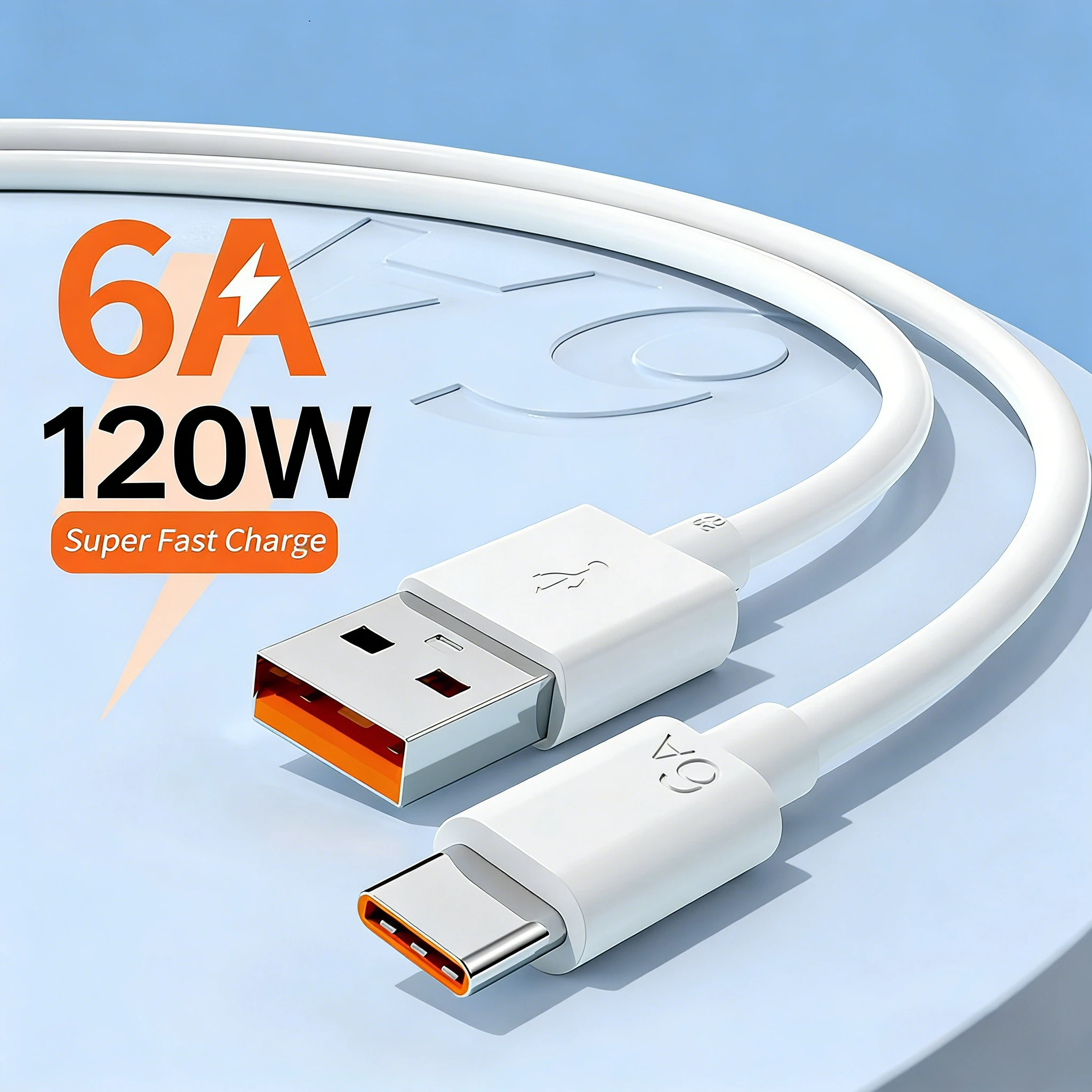 PD 120W 6A Super Fast Charging Cables USB To Type C Phone Charger Data Cord For Huawei  Xiaomi Samsung USB-C Quick Charge Cable