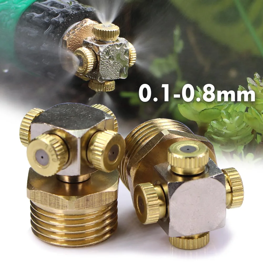 

4-hole 0.1-1.0mm Atomizer Sprayer Misting Nozzle 1/2" 20mm Brass Joint Outdoor Garden Irrigation Humidification Cooling Watering