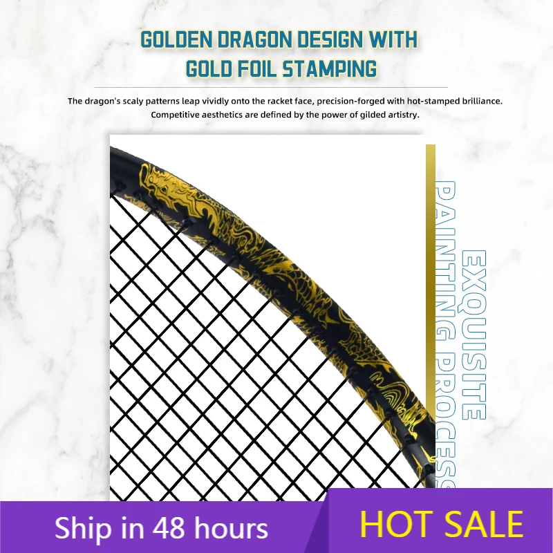 

POWER LEAP New Arrive Golden Dragon Tennis Racket with Free Bag Carbon Fiber White&Black 50-55lbs Tennis Racquets for Players