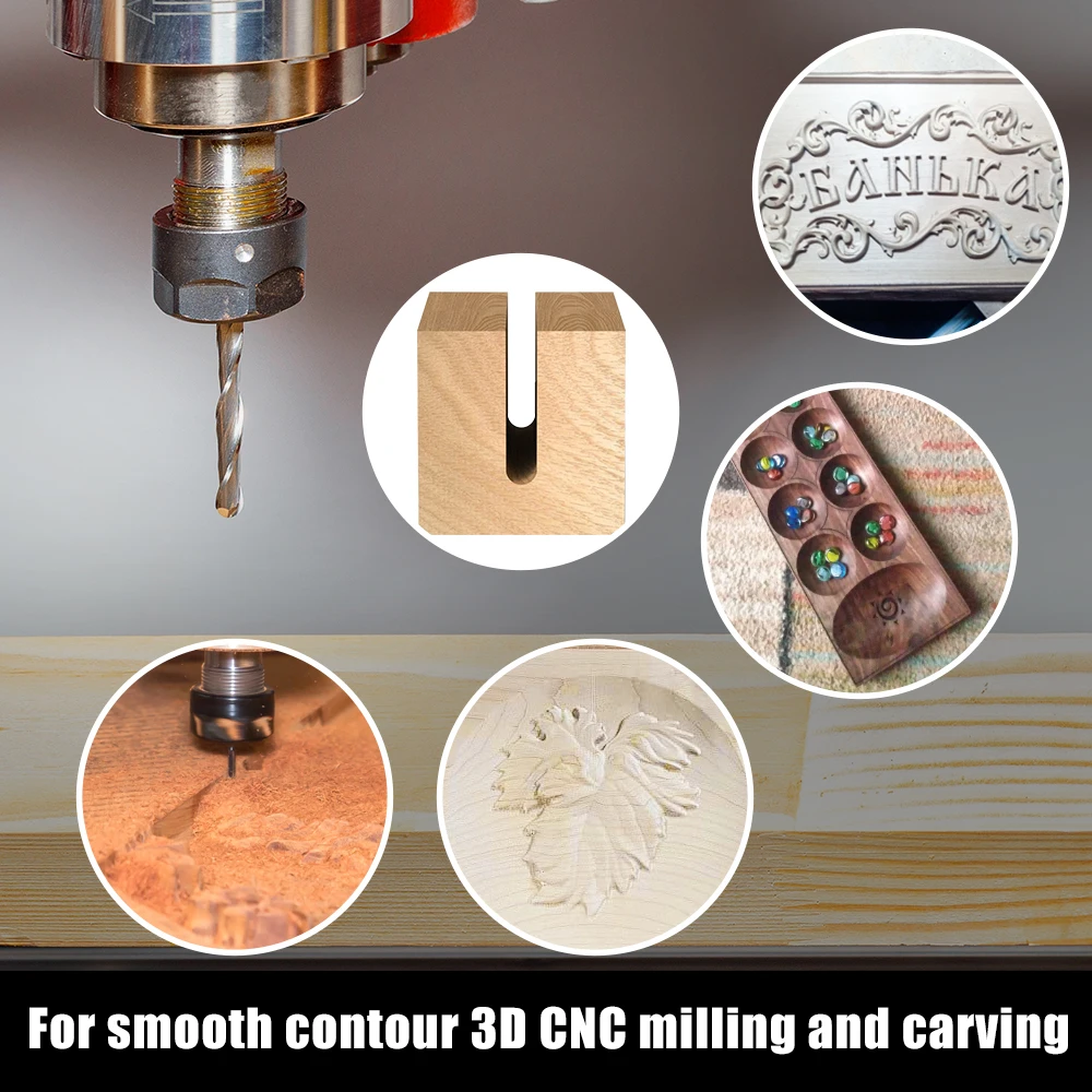 CMCP 2 Flute Ball Nose End Mill 4/6mm Shank CNC Router Bit Carbide End Mill Spiral Milling Cutter For Woodworking