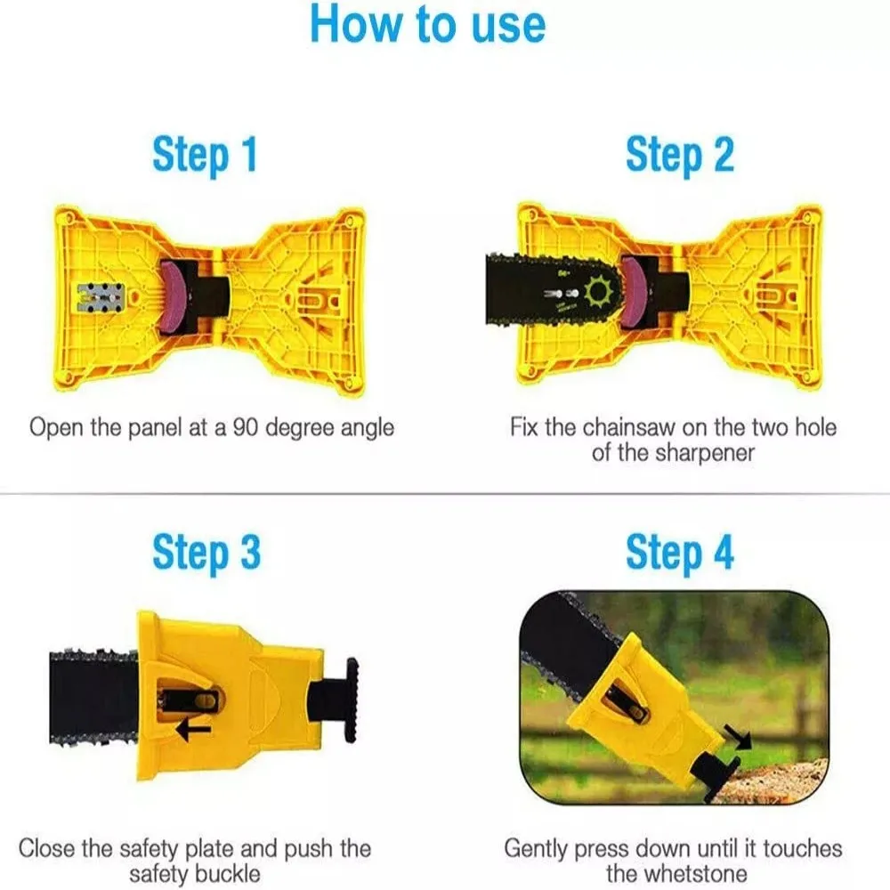 Imagem -05 - Dentes Universal Cadeia Saw Sharpener Portátil Bar-mount Chainsaw Sharpener Amarelo Rápido Afiar Ferramenta ao ar Livre