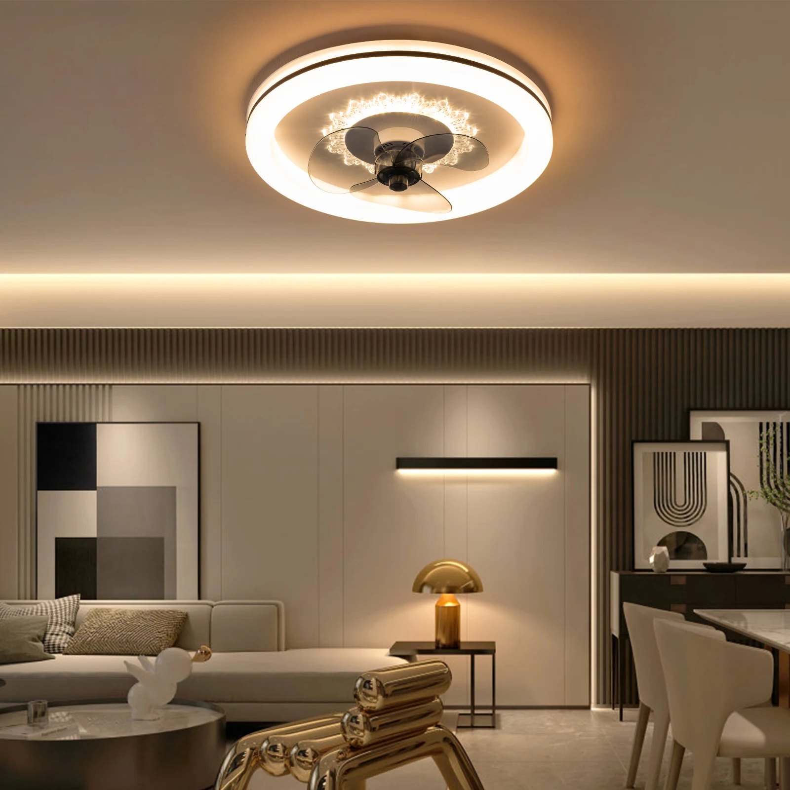 

Pendant Ceiling Light 3 speeds fan Light Remote Control Sleep Timer (1/2/4/8H) Settings