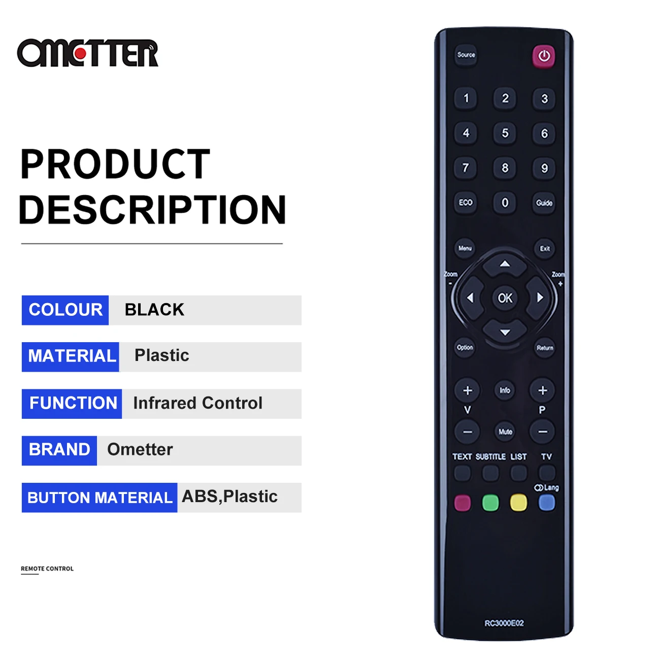 RC3000E02 Unviersal Smart TV Remote Control Replacement LED LCD Television Remote Control Black All Functions For TCL