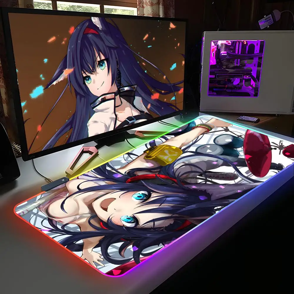 

Коврик для мыши Arknights Blaze RGB, резиновый, для компьютера и ноутбука, официальный игровой, цветной, для киберспорта, эстетичный, модный, роскошный коврик