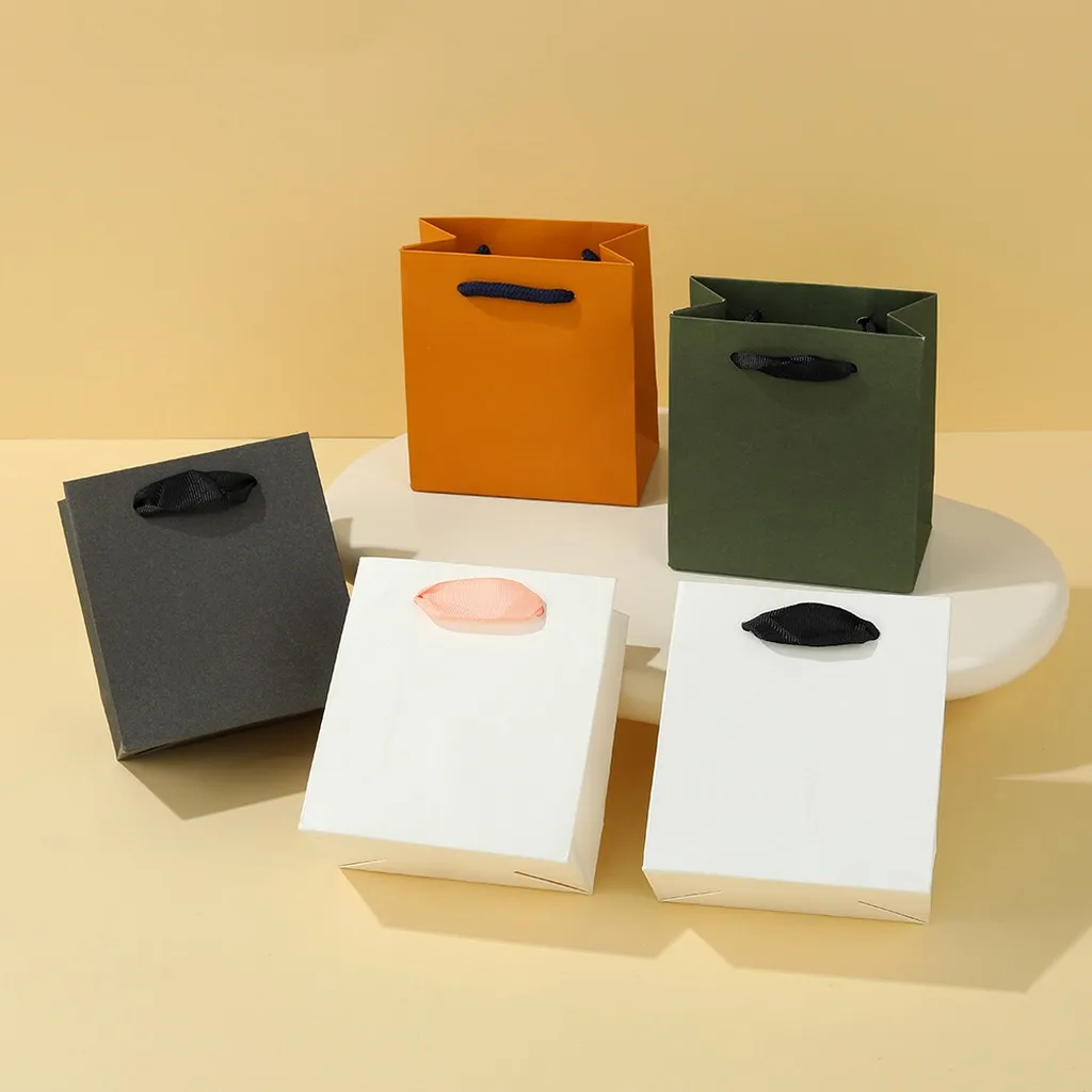 Ins Thick Paper Jewelry Gift Bag Portable Handle Bag Jewelry Gift Packaging Box Earrings Necklace Ring Pendant Storage Organizer