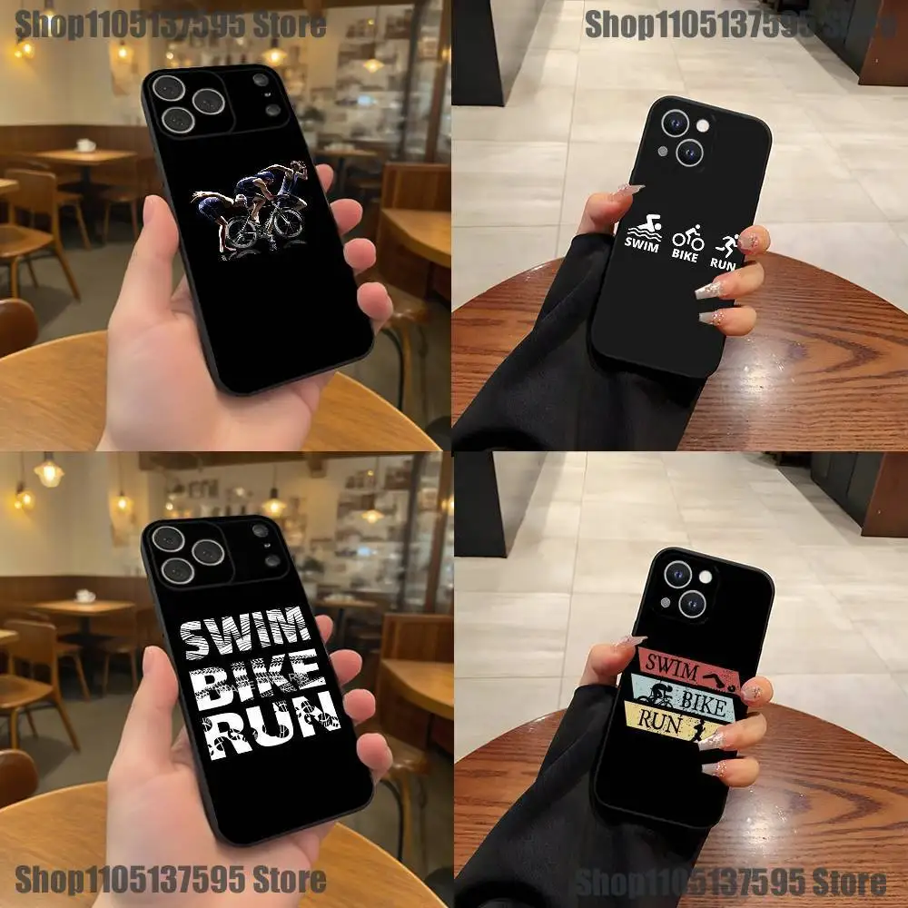 

Triathlon Tri Life Swim Bike Run Phone Case For iPhone 17,16,15,14,13,12,11,Pro,XS,Max,XR,Plus,E,SE4,Mini Black Soft Cover