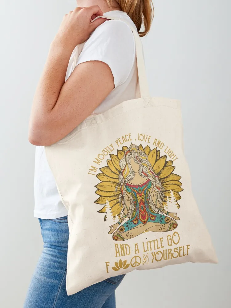 

I'm Mostly Peace Love And Light And A Little Go Tote Bag Portable shopping bag cute tote bag Eco Cloth bags