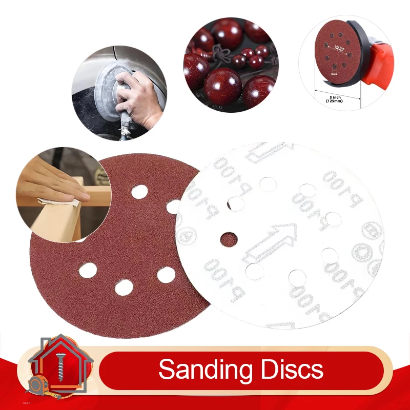 10pcs 5 Inch 8 Hole Sanding Discs 125mm Hook Loop Sandpaper 60-2000 Grit for Woodworking Car Polishing Sander