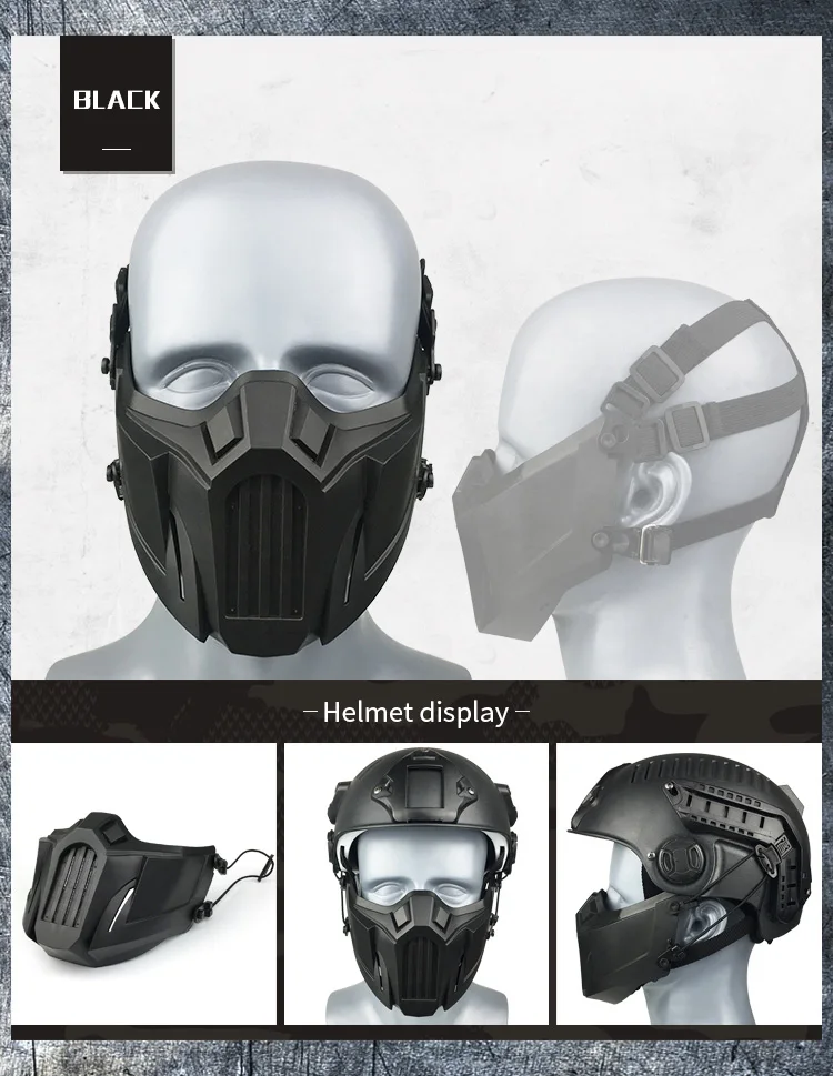 REikirc taktische halb gesicht airsoft maske verstellbar cs cosplay halloween militär masken – Detail 9