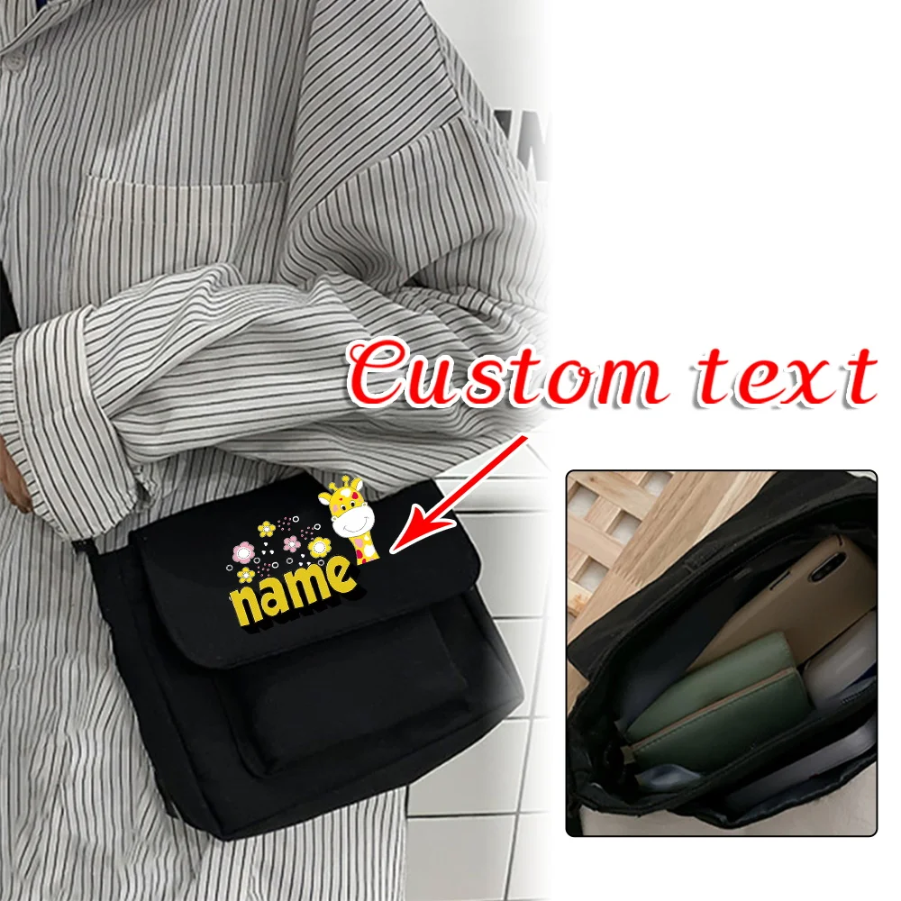 

Personalized Customization Name Canvas Crossbody Bag Youth Fashion Crossbody Bag Casual Handbag Customized Product