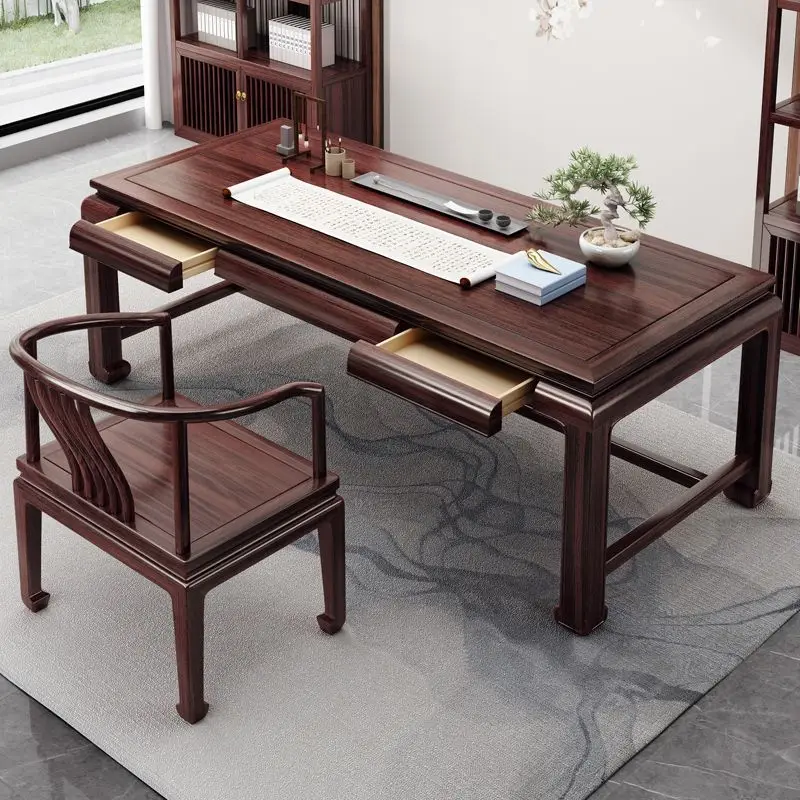 Nuevo Escritorio chino de ébano, escritura de estudio de madera maciza para adultos