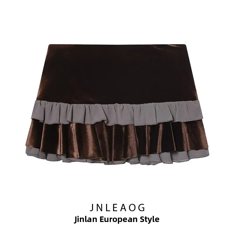 

Faionable JNLEAOG Women's Skirt Autumn New Sle Patchwork Layered Decoration Versatile Sli Stand Fit Polyester