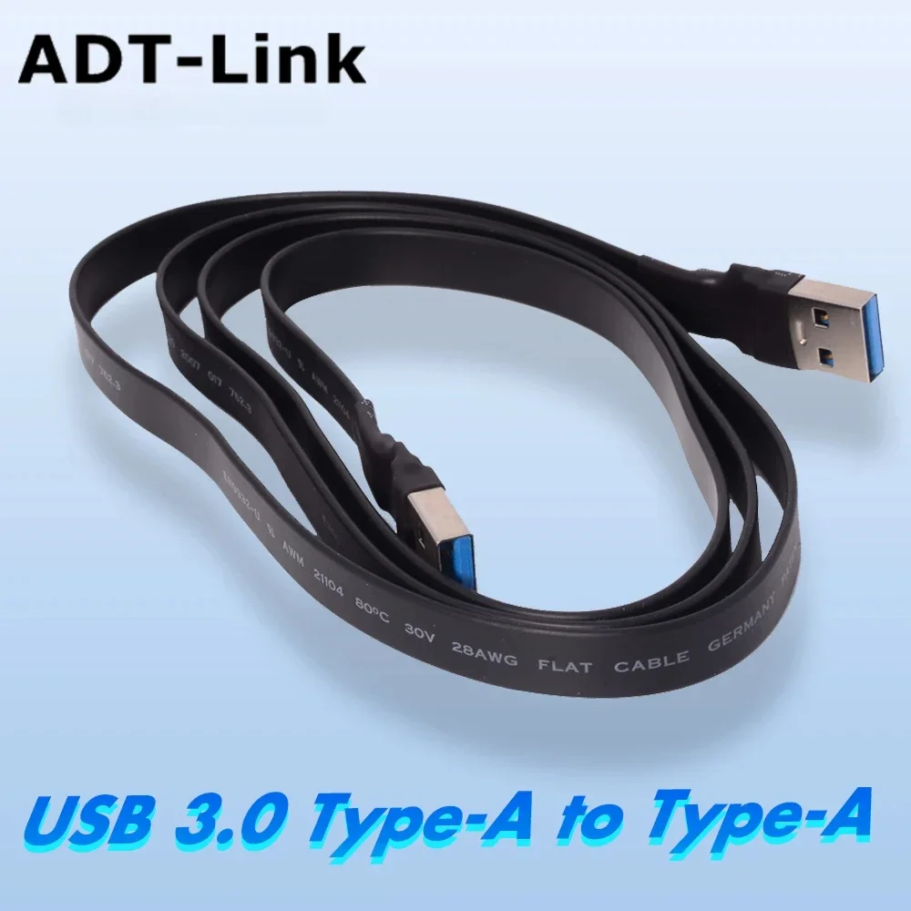 USB 3.0 Type-A To Type-A Male To Male Adapter Cable Left Right Up Down Angled USB 3.0 5Gbps Double 90 Angled Flexible Flat Cable