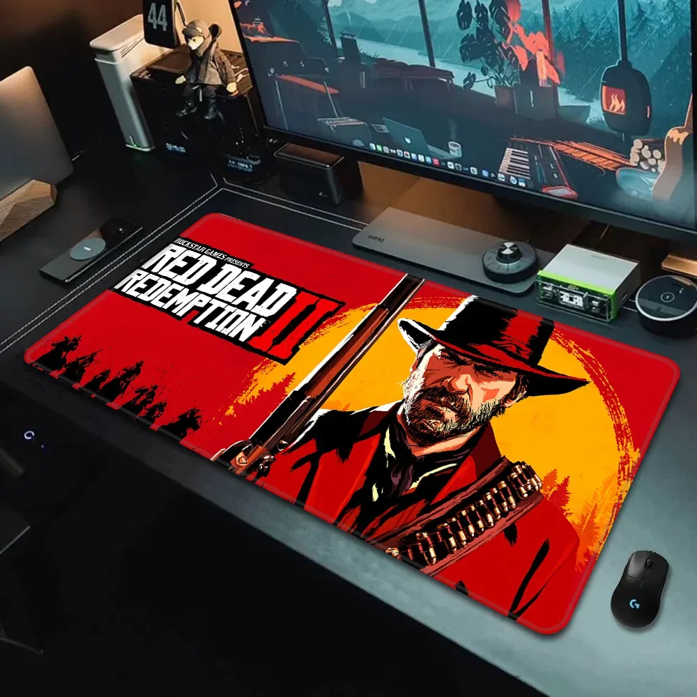 الأحمر الميت الفداء 2 RDR2 الولايات المتحدة الغربية كاوبوي ماوس الوسادة الطباعة ألعاب الكمبيوتر قفل الحافة عدم الانزلاق ماوس الوسادة لوحة المفاتيح الكمبيوتر وسادة مكتب