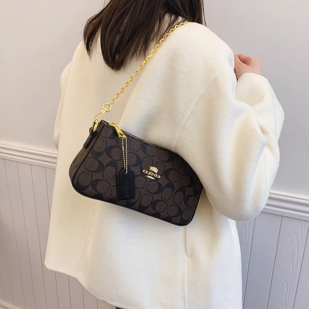 High-end style bag 2026 new women's mahjong bag retro print elegant chain bag underarm bag crossbody bag image 2