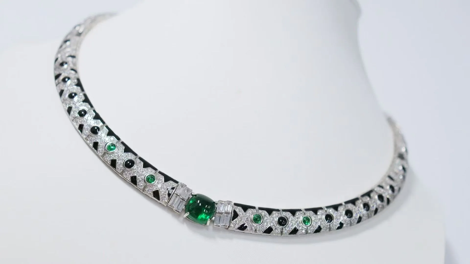 KQDANCE Luxury 925 Silver BLack Resin Panther Leopard Lab Green Red Blue Turquoise Gemstone Chain Necklaces Women Party Jewelry