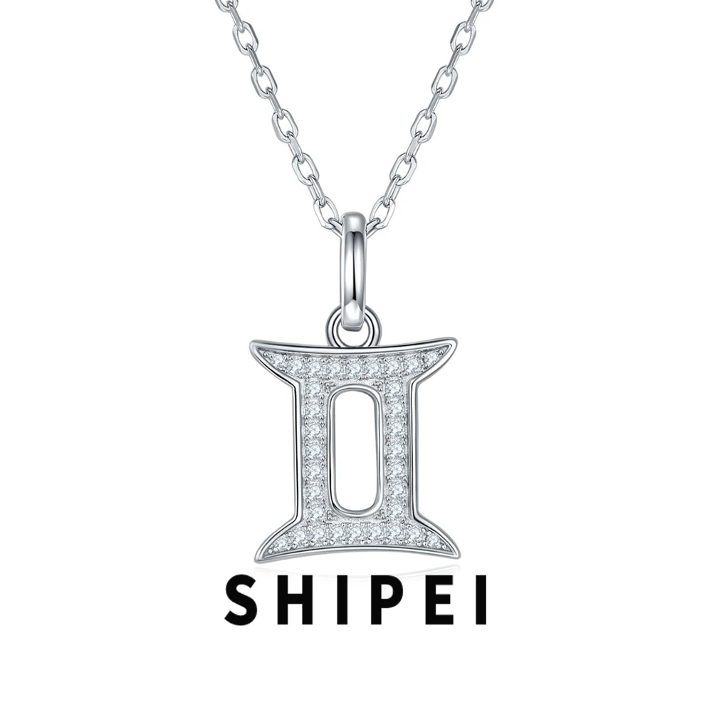 

SHIPEI D Moissanite Diamond Gemstone Zodiac Signs Fine Jewelry 100% 925 Sterling Silver Gemini Pendant Necklace Birthday Gift