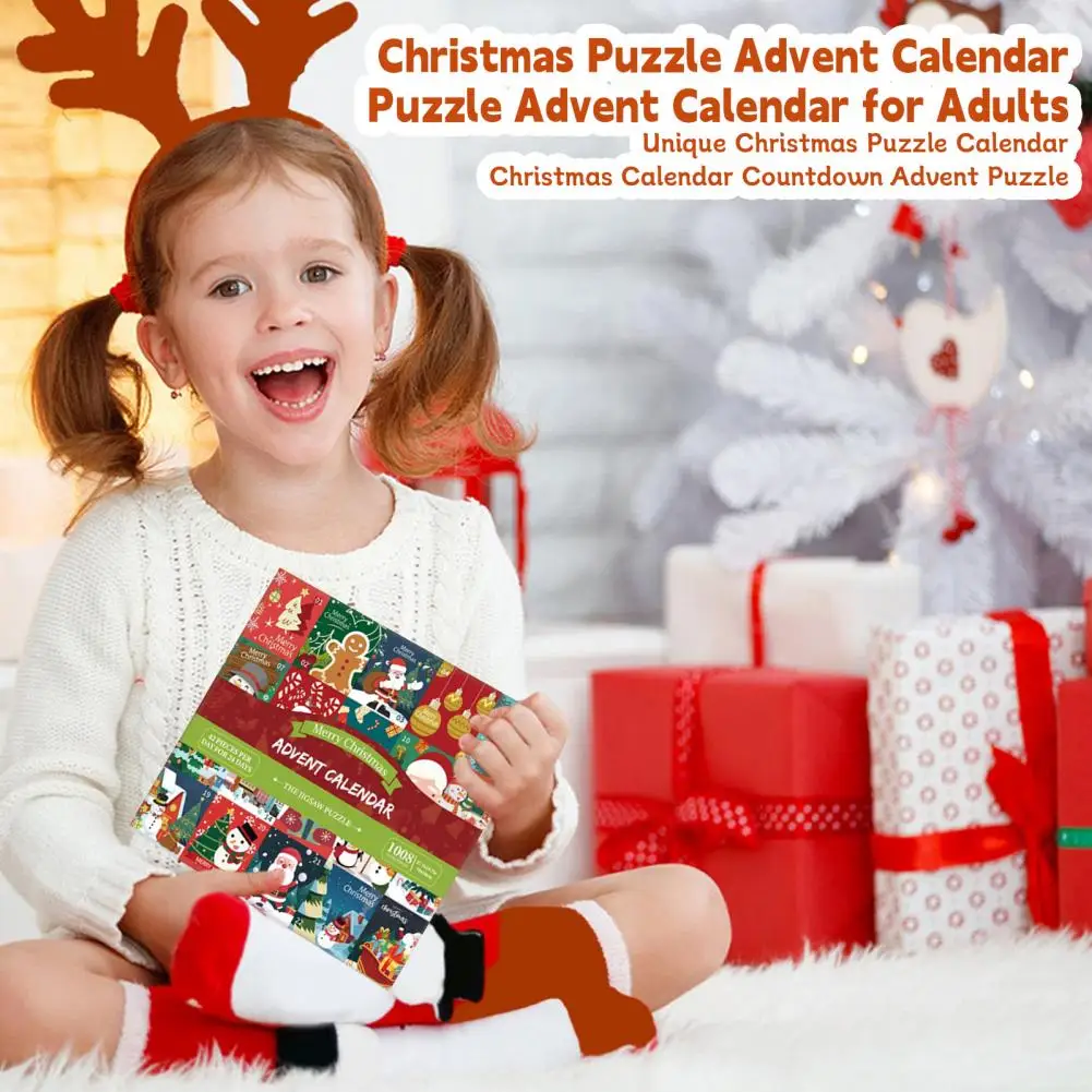 Unique Christmas Puzzle Calendar Christmas Puzzle Advent Calendar for Adults Kids 24 Days Countdown Box with Surprise Toys Teens