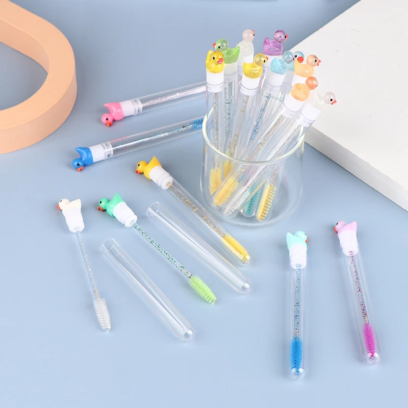 1Pcs Reusable Eyelash Brush Tube Cartoon Duck Shape Disposable Mascara Wands Replaceable Dust-proof Eye Lash Eyebrow Brush Tube