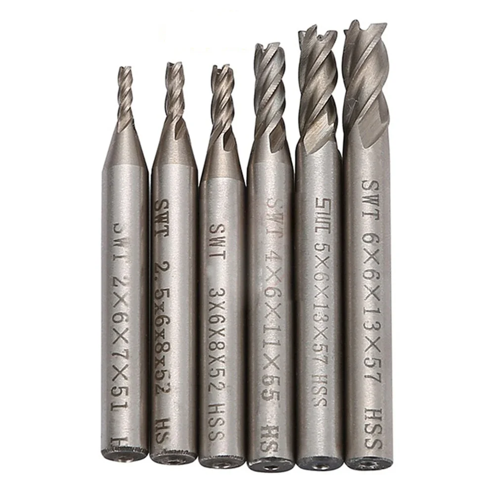 High Quality 6PCS HSS CNC Steel Straight Shank 4 Flute End Mill Cutter Drill Bit Tool 26mm Optimize Your Cutting Performance