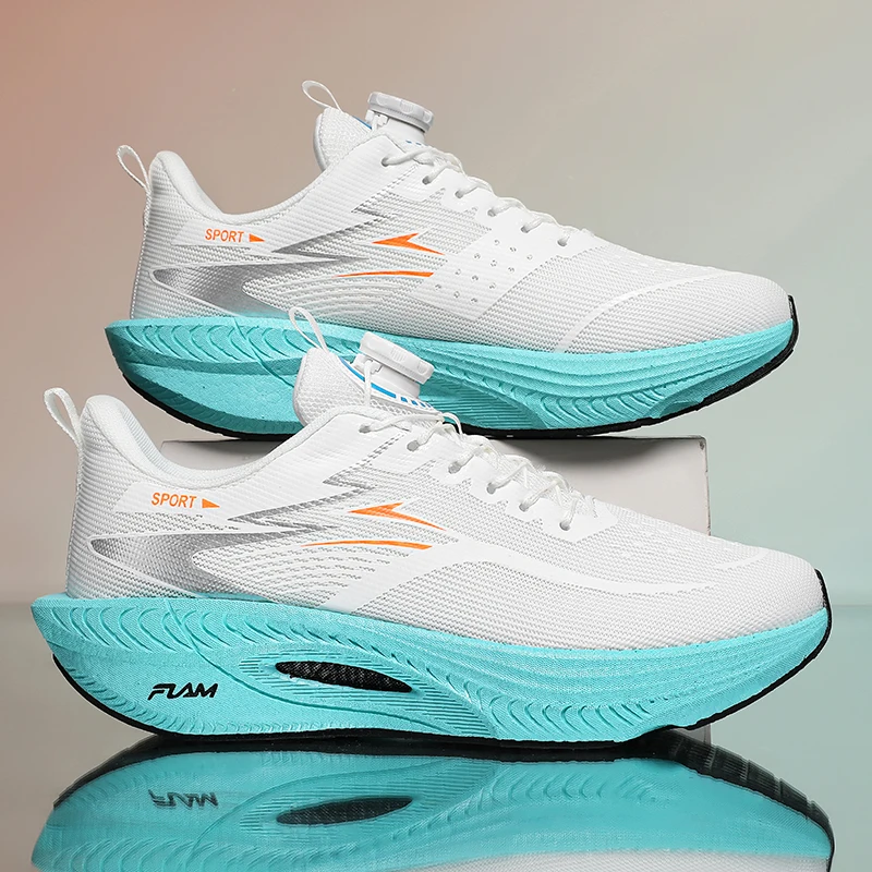 Men Sports Speciality Running Shoes Rotating Buckle Marathon Breathable Lightweight Women Comfortable Athletic Nonskid Sneakers