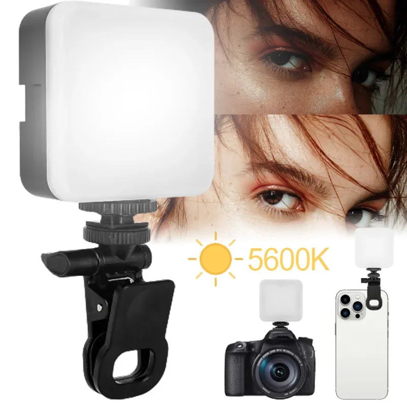 Mini LED Selfie Light for IPhone 15 Samsung IPad Mobile Phone Laptop Clip Ring Flash Fill Video Photo Ringlight Photography Lamp