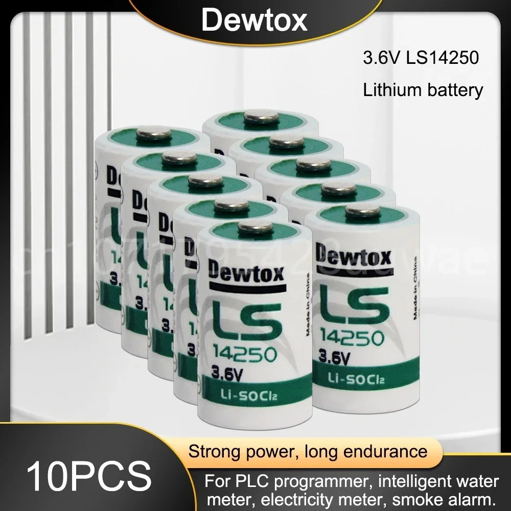 

10PCS Dewtox LS14250 L14250 ER14250 14250 1/2AA TL-5902 3.6V Lithium Battery for PLC CNC Machine Tools Gas Meter Real Time Clock