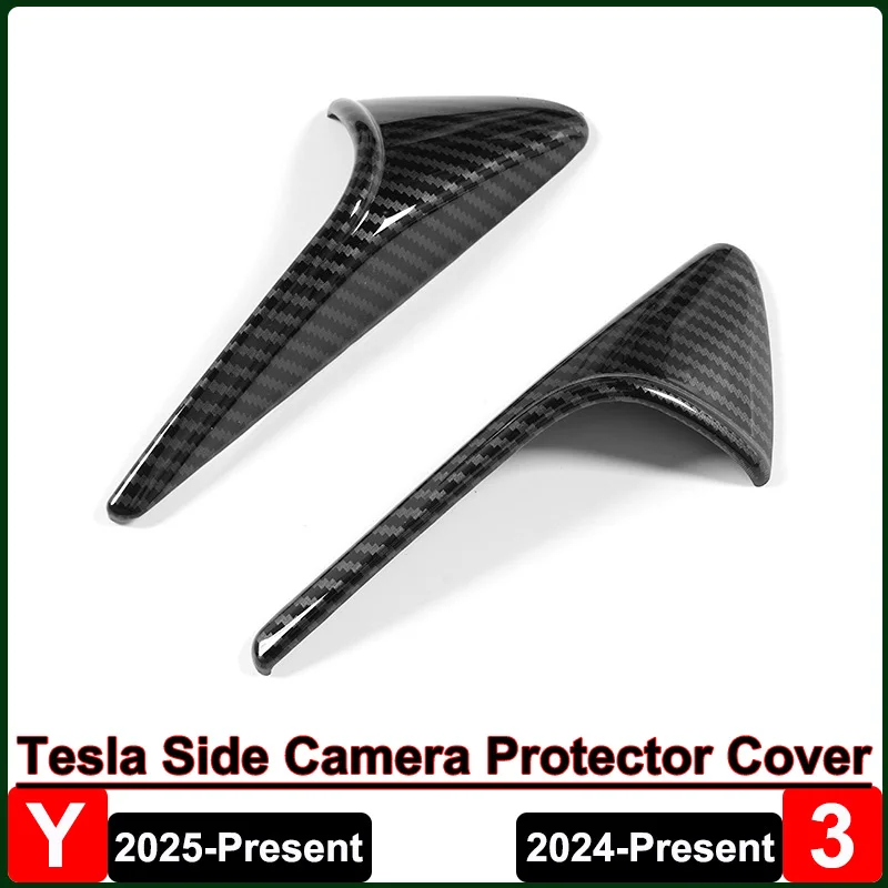 for Tesla Model Y Launch 2025 Side Camera Protective Cover ABS Carbon Fiber Pattern Decor Trim Model 3 Highland 2024 Accessories