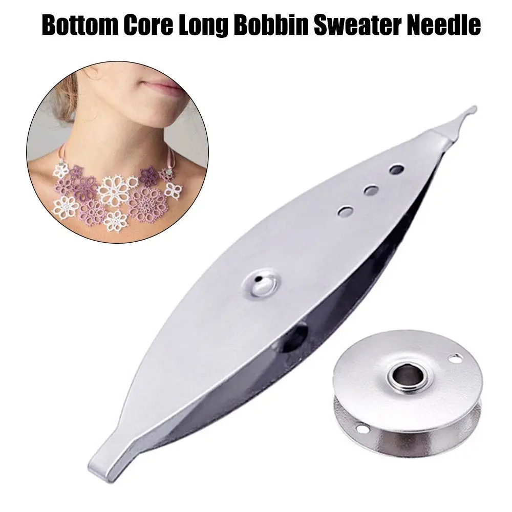 Metal Bobbin Woven Tools  DIY Lace Making Shuttle Bottom Knitting Needle Thread Core Sweater Tatting Sewing Accessories