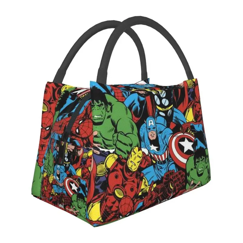 

Captain America Comics Insulated Lunch Bag for Work Office Superhero Resuable Cooler Thermal Bento Box Women
