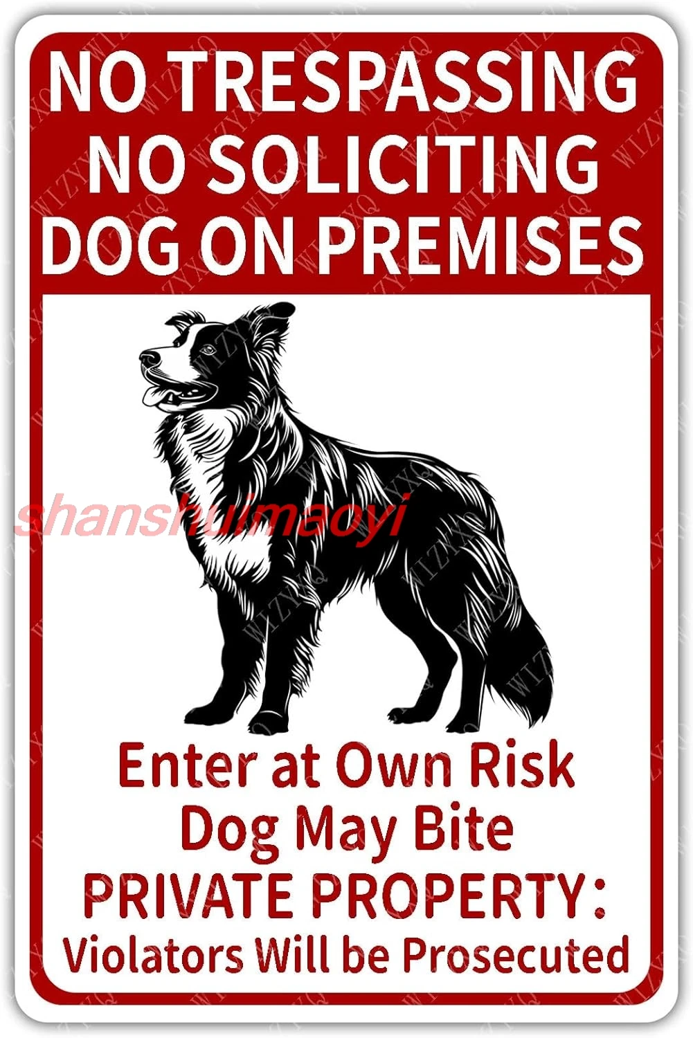 Metal Signs No Trespassing No Soliciting Dog On Premises Border Collie Dog Sign Vintage Aluminum Tin Signs for Living Home  SHUI