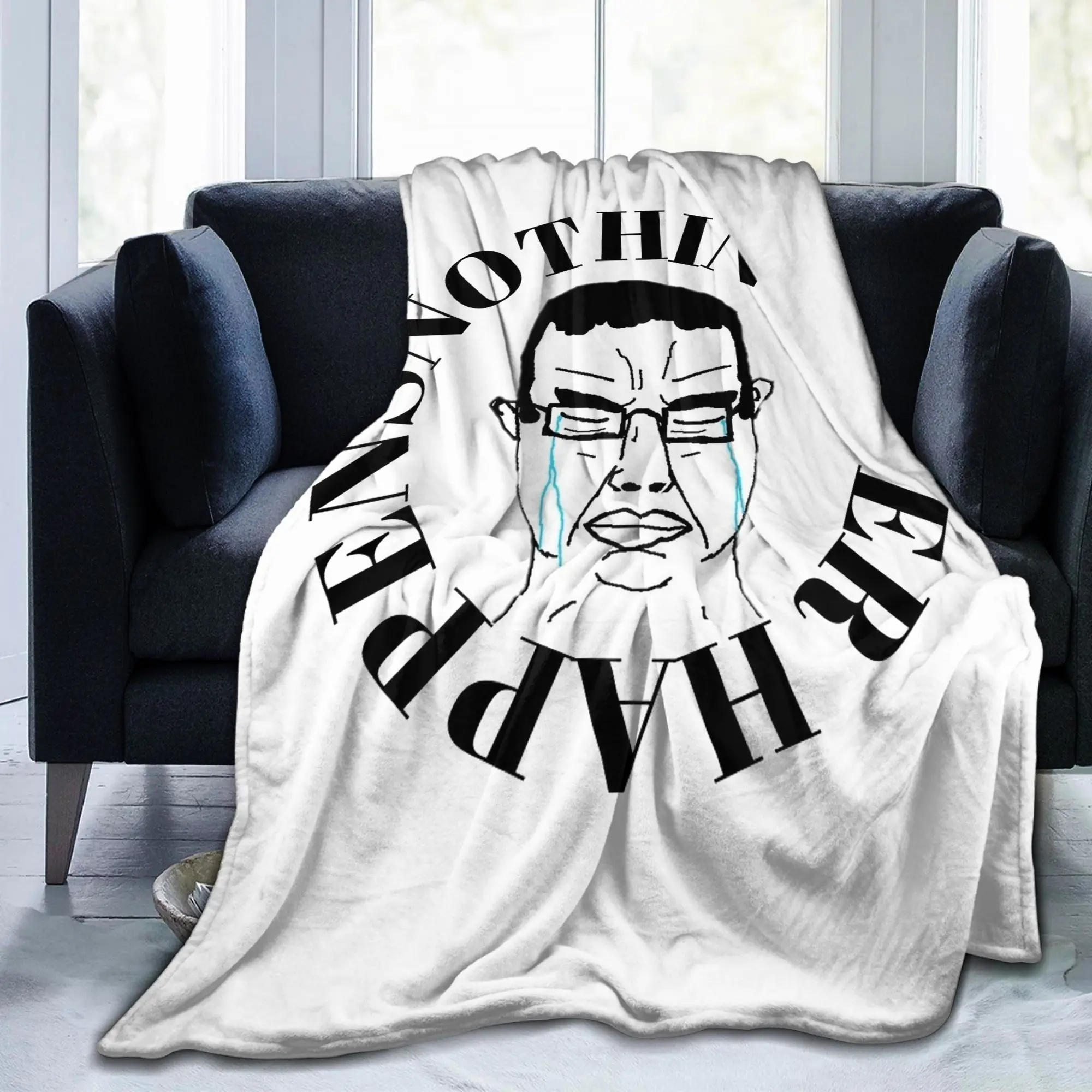 Chudjak Chud Meme Nothing Ever Happens Blankets Funny Flannel Funny Breathable Throw Blankets for Bedspread Spring/Autumn Couch