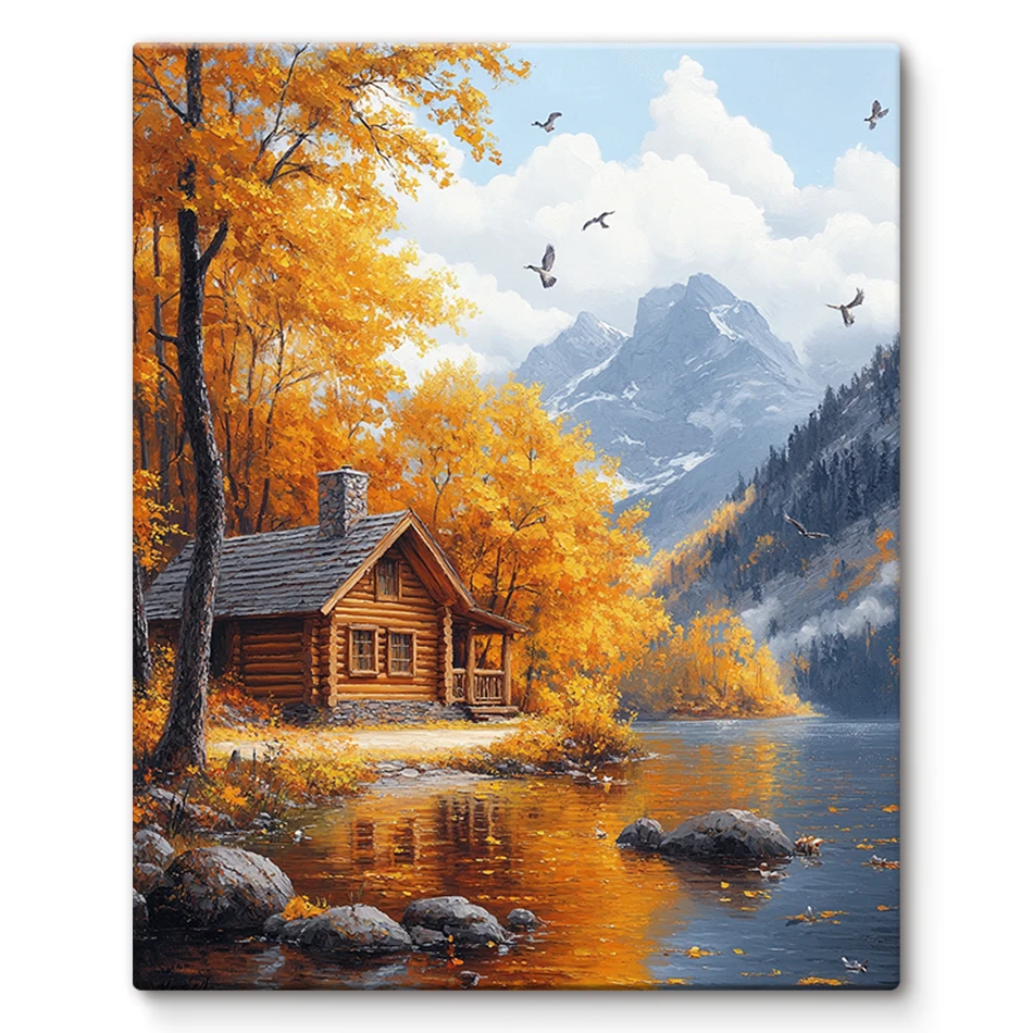 Art And Craft Autumn - 2026年 数字塗り絵 秋の黄色い風景 クラフト用品 大人向け 描画ギフト