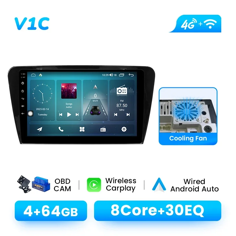 1920*720 IPS Draadloze CarPlay Android 14 Autoradio Speler Voor SKODA Octavia 3 A7 2013-2018 8 Core Multimedia GPS 4G Wifi DSP RDS